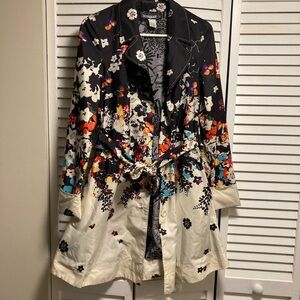 Desigual Multicolor Floral Trench Coat